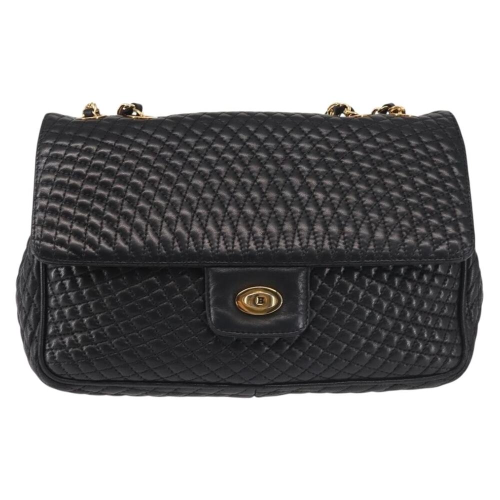 Bally Leather Chain Shoulder Bag Black